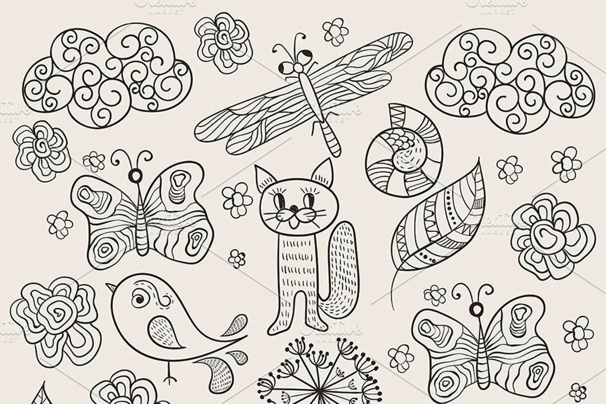 Vector Pattern with Simple Drawing, a Pattern Graphic by alexmakarova