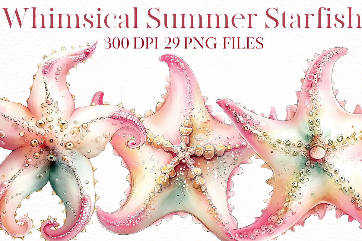 Whimsical Summer starfish clipart, an Illustration by Designworld (Photo 1 of 8)