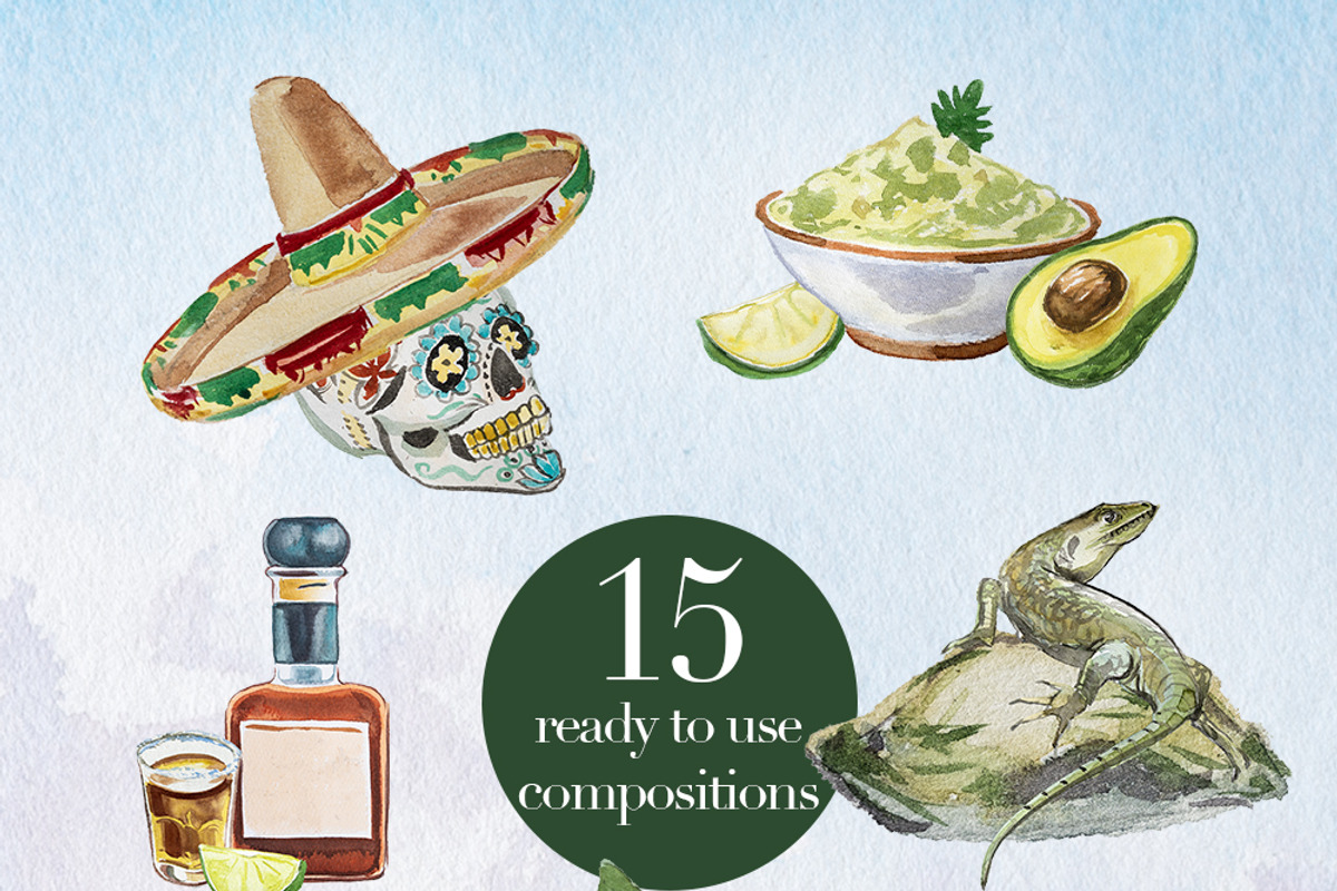 Hand Painted Mexican Fiesta Clipart, a Food Illustration by ArtCreationsDesign (Photo 6 of 10)