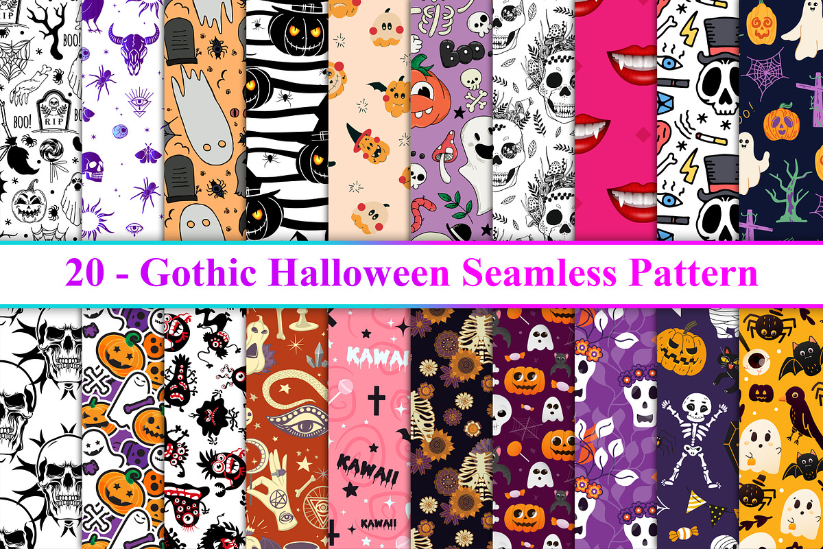 Gothic Halloween Seamless Pattern, a Pattern Graphic by Digital Studio (Photo 1 of 3)