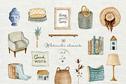 Home Decor Bundle. Watercolor set, an Object Graphic by JuliaBadeeva (Thumbnail 7 of 21)