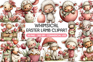 Whimsical Easter Lamb Clipart Png, an Illustration by Daily.Designs