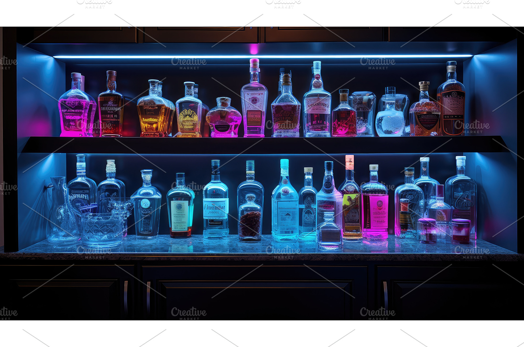 glass under cabinet lighting ai, a Food & Drink Photo by pikepicture
