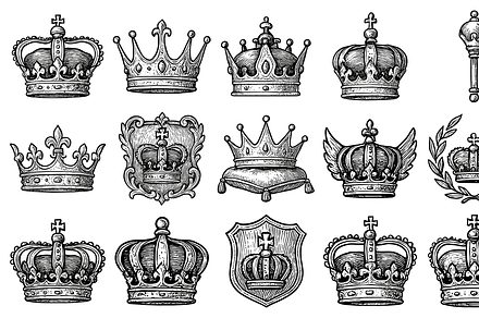 HandDrawn Royal Crown Vector Collect, an Illustration by Sempu