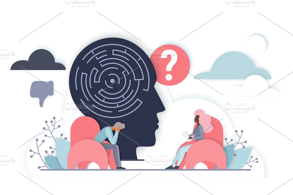 Psychotherapy Session Mental Health, an Illustration by Lemberg Vector