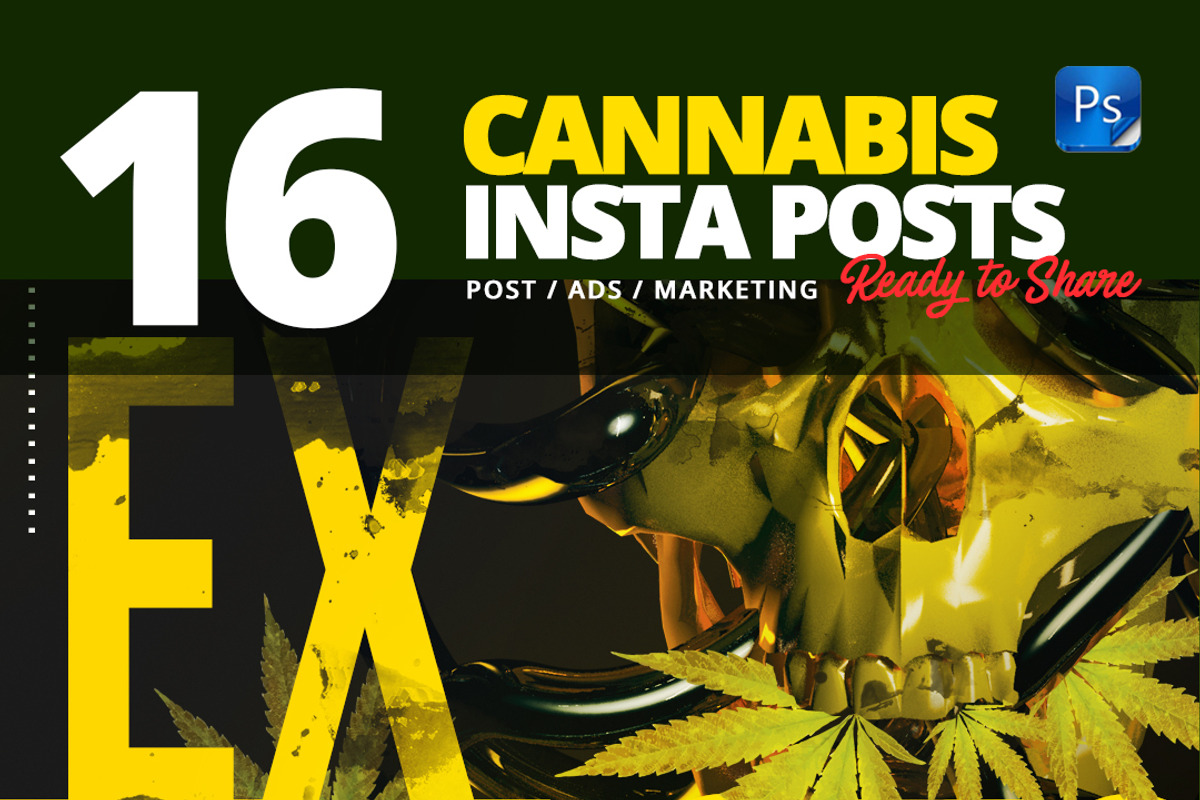 Social Media Cannabis Posts Pack, a Social Media Template by Maioriz Shop (Photo 1 of 5)