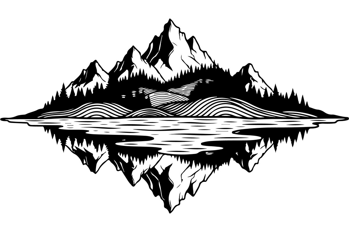 Lake Reflection Silhouette, an Object Graphic by Designer_Momina (Photo 8 of 20)