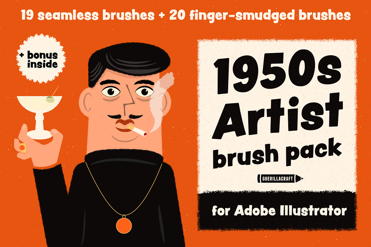 1950s Artist Brush Pack, a Brush Add-On by Guerillacraft (Photo 1 of 6)