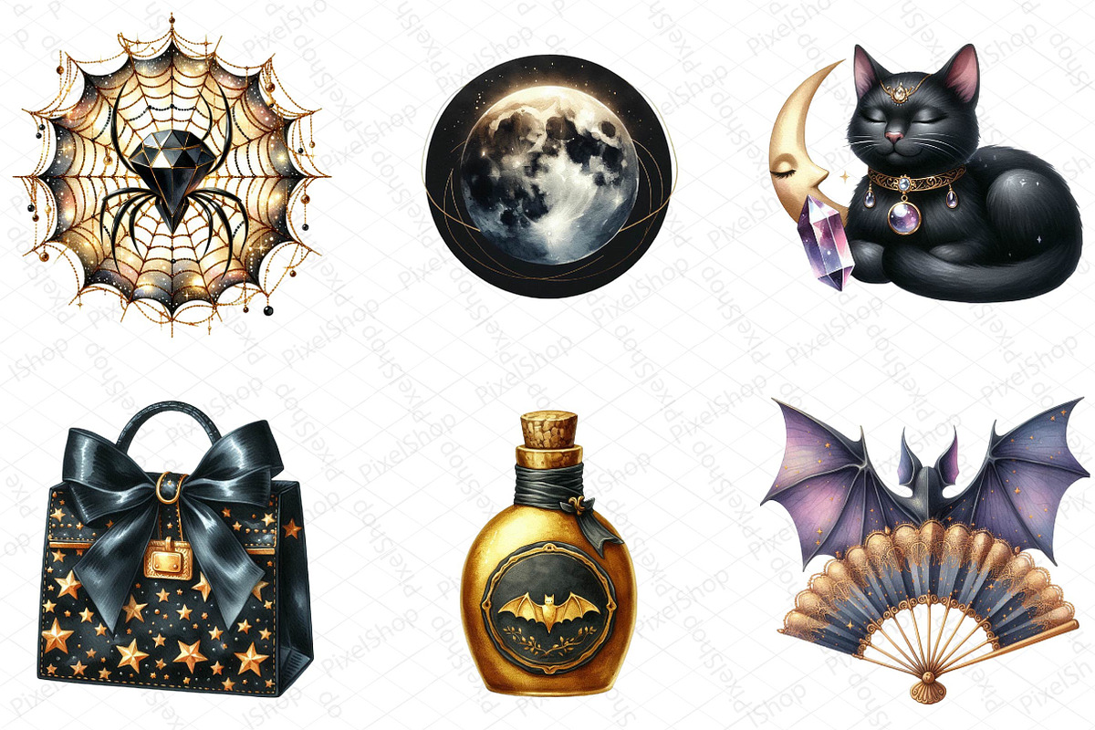 Luxury Black and Gold Halloween Clip, an Illustration by DreamPrint404 (Photo 5 of 5)