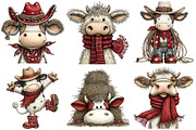 Funny Western Cows Clipart, an Illustration by Craft Nest (Thumbnail 5 of 8)