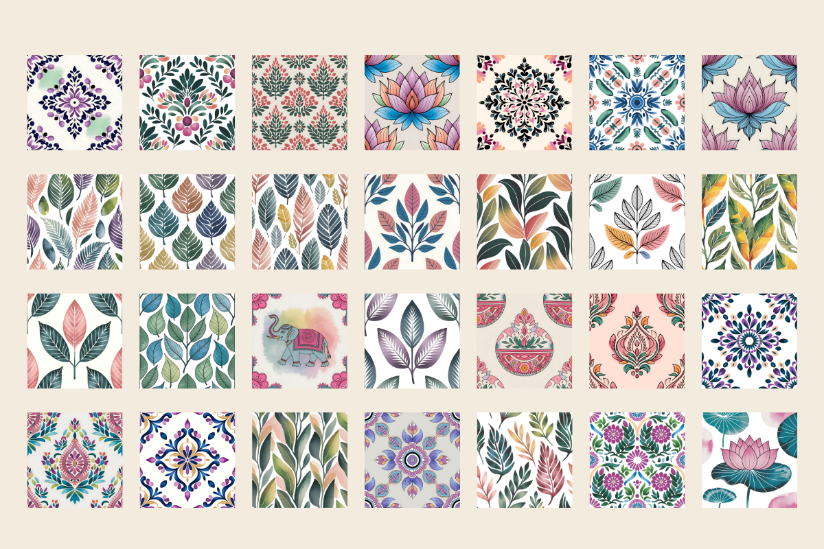 Indian Folk Pattern Background Pack, a Background Graphic by Daffodil Dream Studio (Photo 2 of 3)