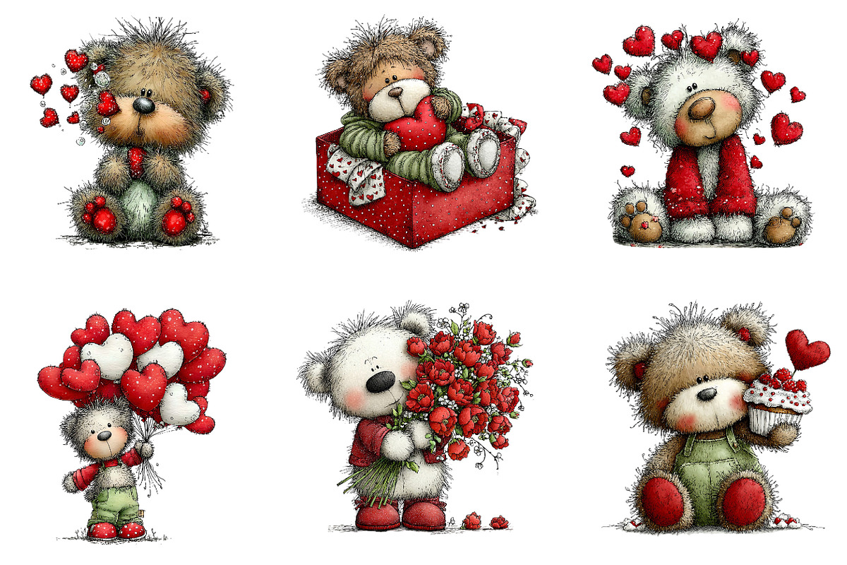 Whimsical Valentines Bear Clipart, an Illustration by Dream Creation (Photo 4 of 6)