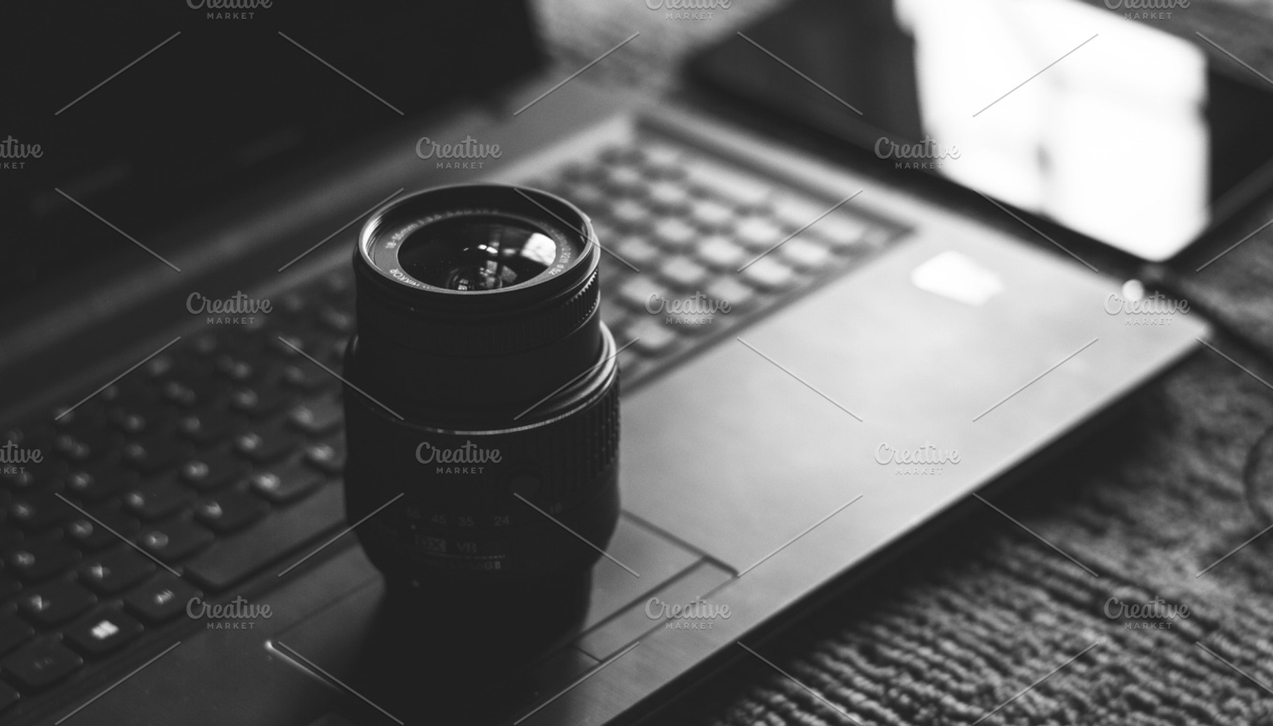 Camera Lens on Laptop in B/W, a Technology Photo by Shots By RC