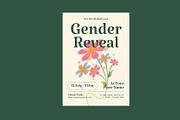 Floral Gender Reveal Invitation, a Card Template by Neermana (Thumbnail 3 of 4)