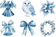 Watercolor Silver Blue Christmas, an Illustration by CraftArtStudio (Thumbnail 2 of 6)