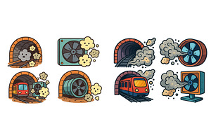 Trains passing through tunnels with, a Transportation Illustration by ZinetroN