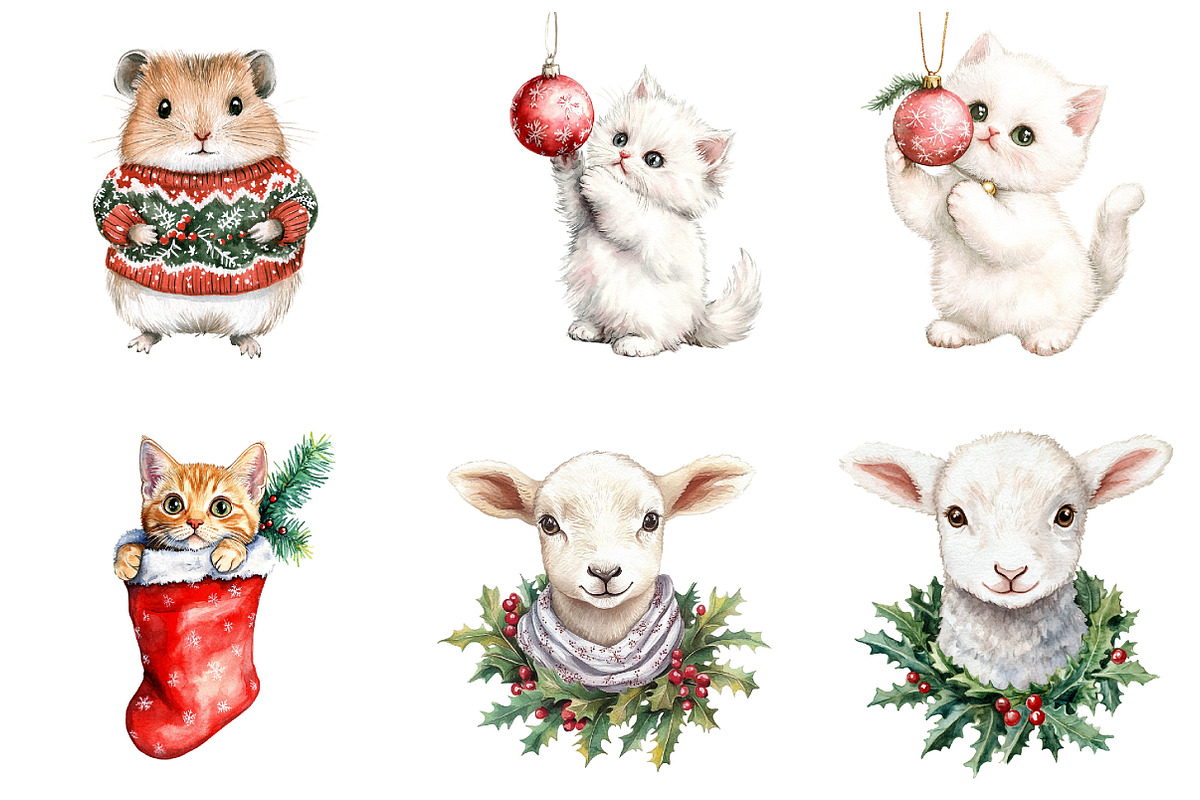 Christmas Animal Clipart, an Illustration by Design Market (Photo 3 of 4)