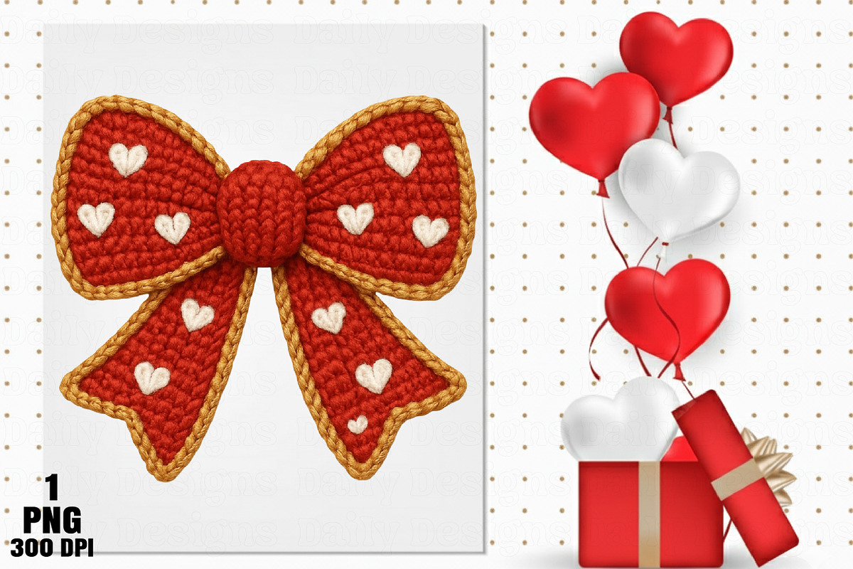 Yarn Faux Embroidery Valentine Bow P, an Illustration by Daily.Designs (Photo 5 of 5)