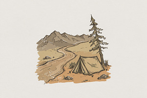 Camping In The Mountains PNG, an Illustration by SharpMarketplace
