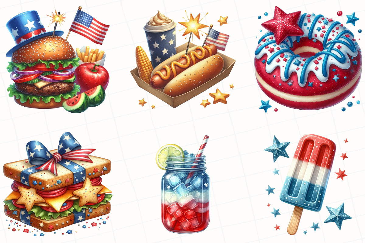4th Of July Foods Party Clipart, an Illustration by OK Design (Photo 3 of 5)