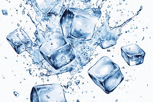 Ice Cubes Splashing Water Refreshing, a Food & Drink Photo by Pixeness Studio