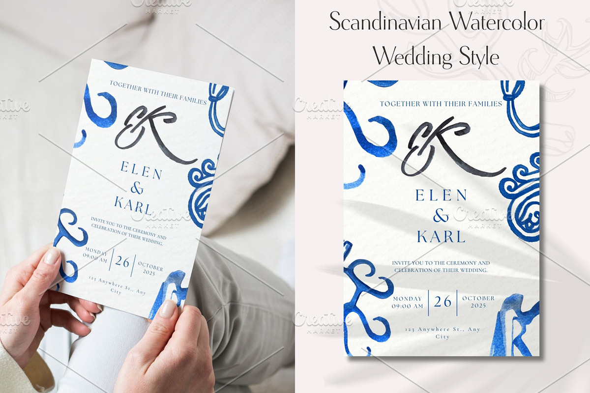 Blue Wedding Invitation Template Can, a Templates & Theme by Alisa Mikibith Art (Photo 2 of 10)