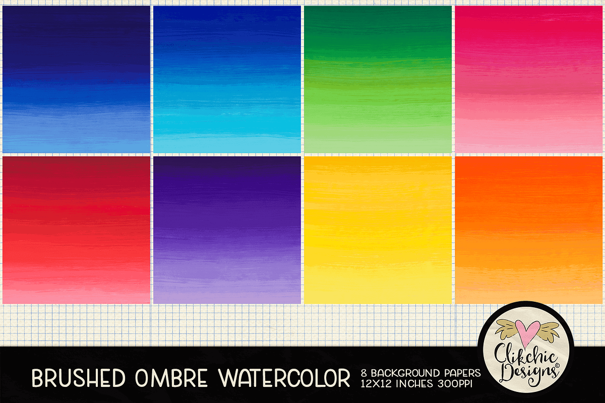 Brushed Ombre Watercolor Textures, a Texture Graphic by Clikchic Designs (Photo 2 of 5)