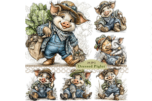 Piglet In Outfit Clipart JPG