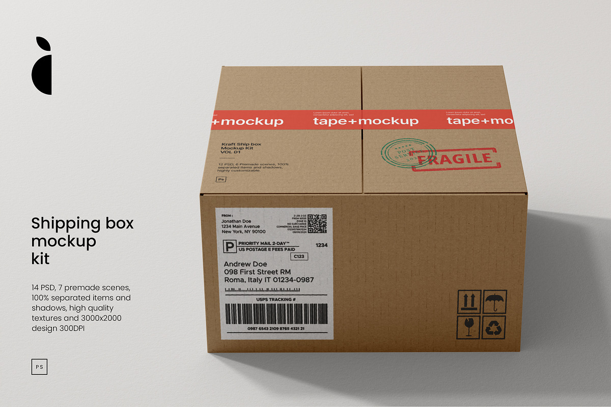 Shipping Box Mockup Kit, a Packaging Mockup by Catkie - Digital Art (Photo 1 of 10)