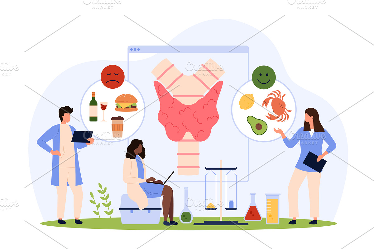 Diet for health of endocrine system, a Healthcare Illustration by Flashvector