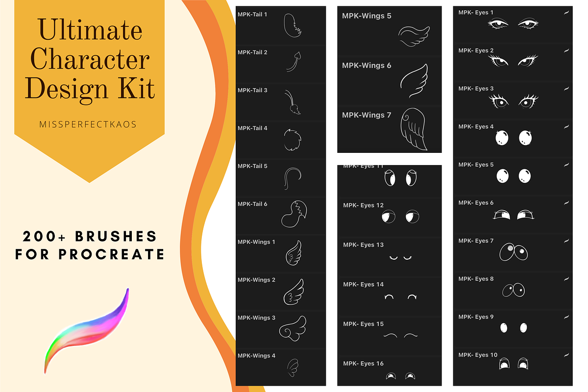 Character Design-Procreate Brushes, a Brush Add-On by MissPerfectKaos (Photo 10 of 16)