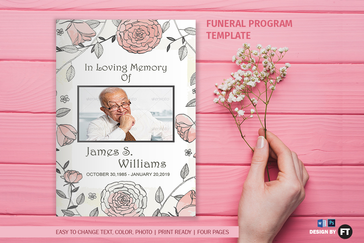 Funeral Program Template Minimal, a Brochure Template by Madhabi Studio (Photo 1 of 5)