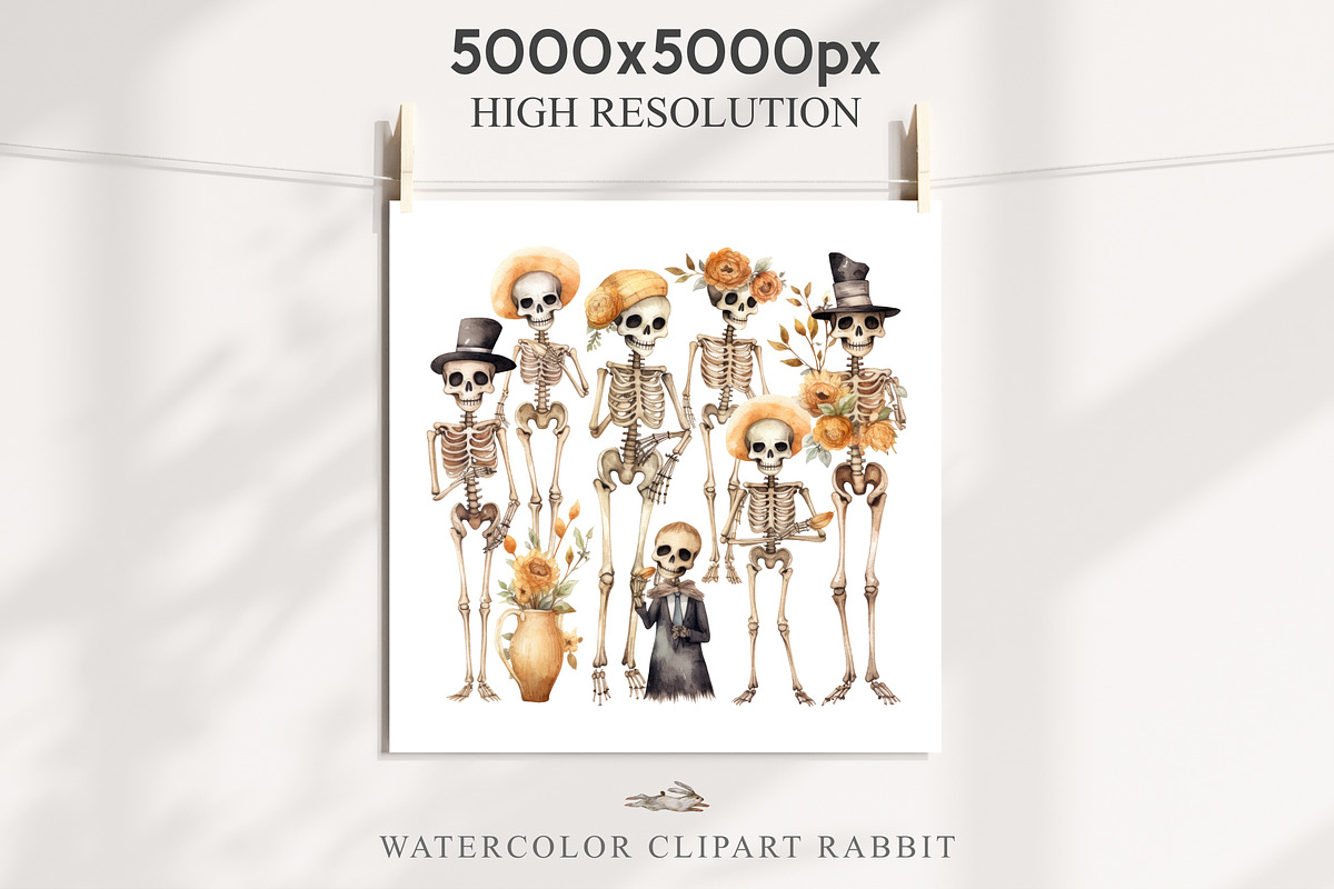 Cute Skeleton Skull Halloween Creepy, a Seasonal Illustration by Rabbit Heart (Photo 8 of 10)
