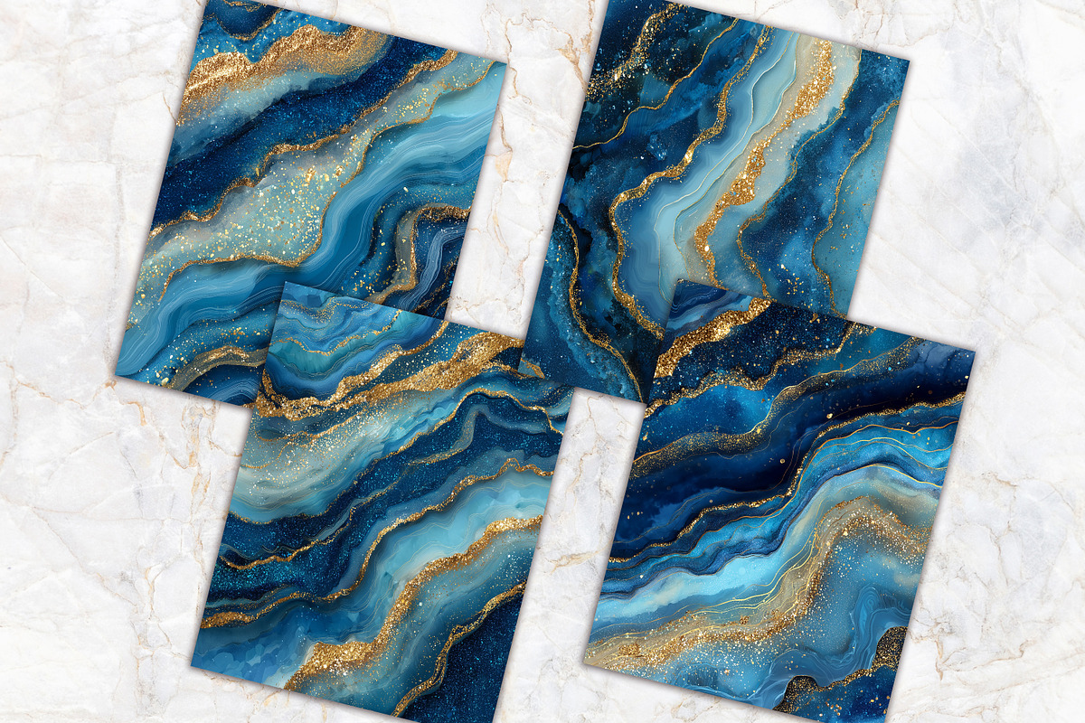 Elegant Deep Blue Agate Scrapbook, a Background Graphic by V Design Creator (Photo 9 of 12)