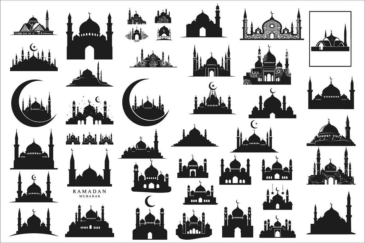 Beautiful Ramadan mosque silhouette, an Illustration by Amazin_art (Photo 1 of 31)