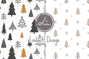 Christmast tree, snowflake pattern