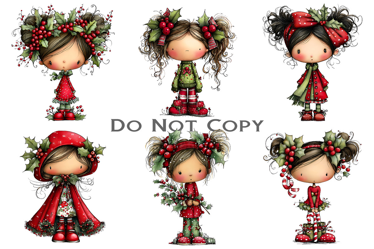 Cute Holly Girl Clipart, an Illustration by Craft Nest (Photo 5 of 8)