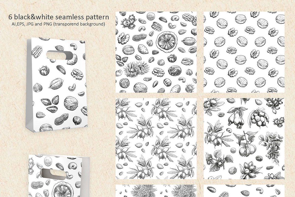 Hand Drawn Nuts set Vector, a Food Illustration by ON_lineart_store (Photo 10 of 11)
