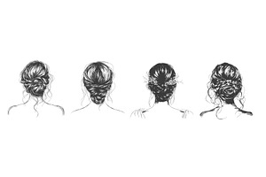 Bride hairstyle back view. Female, an Illustration by Valerie Bodnar