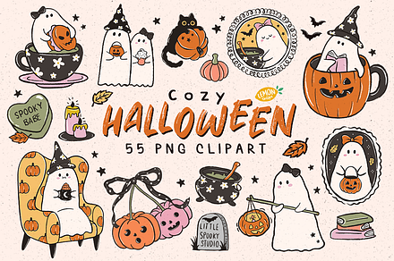Cozy Halloween PNG Clipart Bundle, a Seasonal Illustration by LemonDesign