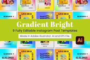 9 Gradient Bright Instagram Post, a Social Media Template by digitalsbydepi (Thumbnail 1 of 5)
