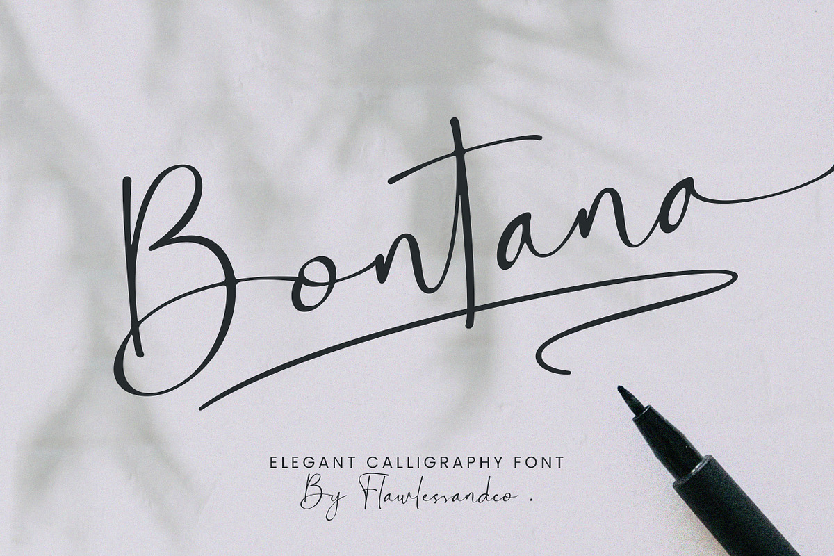 Bontana - Elegant Calligraphy Font, a Script Font by Flawless And Co (Photo 1 of 10)