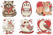 Retro Valentine Animal Love PNG, an Illustration by Libby Wishes (Thumbnail 4 of 7)