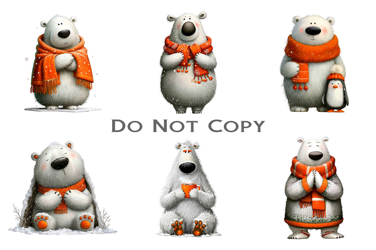Cute Winter Polar Bear Watercolor, an Illustration by Craft Nest (Photo 3 of 9)