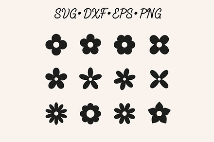 Cute Simple Flowers Silhouettes SVG