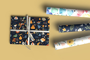 Realistic Gift Wrapping Paper Mockup