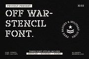 Off War - Stencil Font, a Slab Serif Font by Liszar Inzani (Thumbnail 1 of 9)