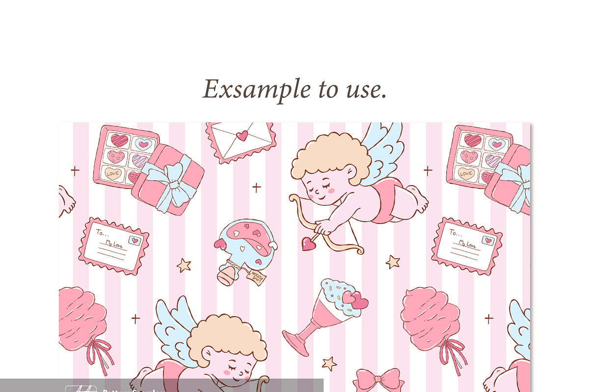Valentine Cupid Seamless Pattern, a Seasonal Illustration by TitaLivingArt (Photo 6 of 8)