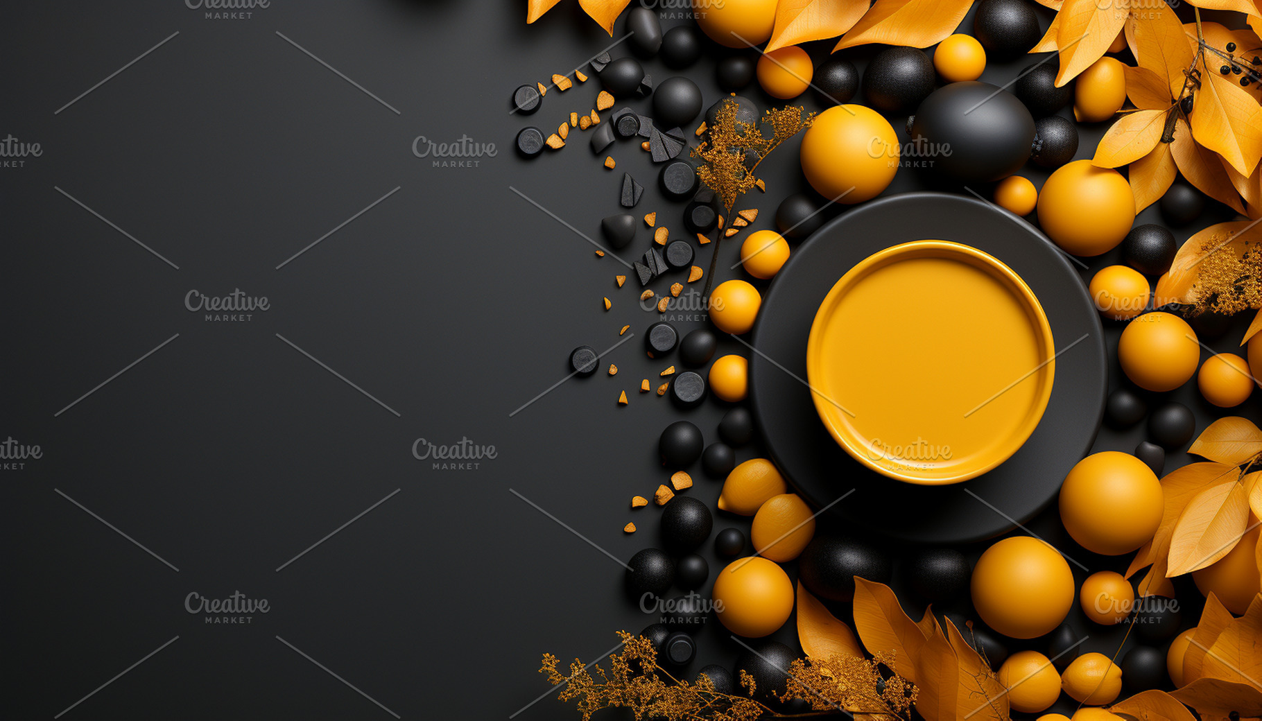 Modern still life. Yellow dish, a Wallpaper Photo by Elena Vagengeim