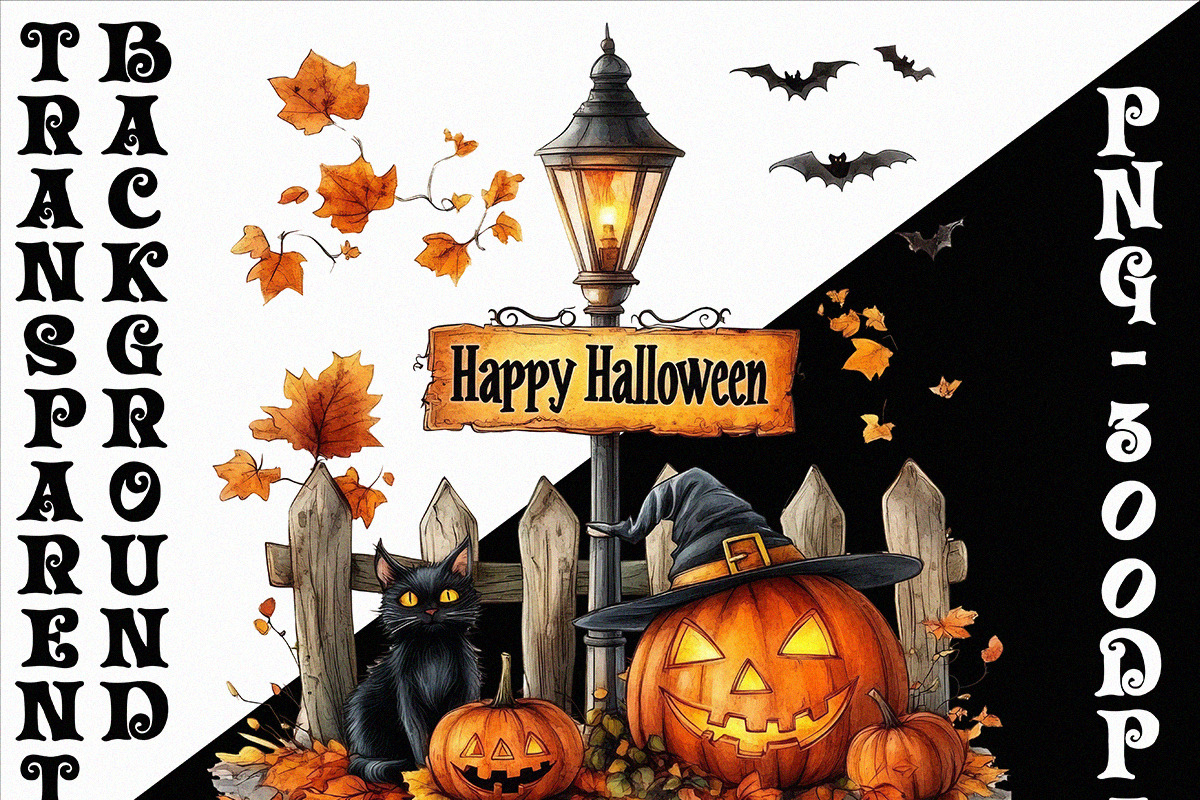 Watercolor Happy Halloween PNG Set, an Object Illustration by DesignBTF (Photo 3 of 7)